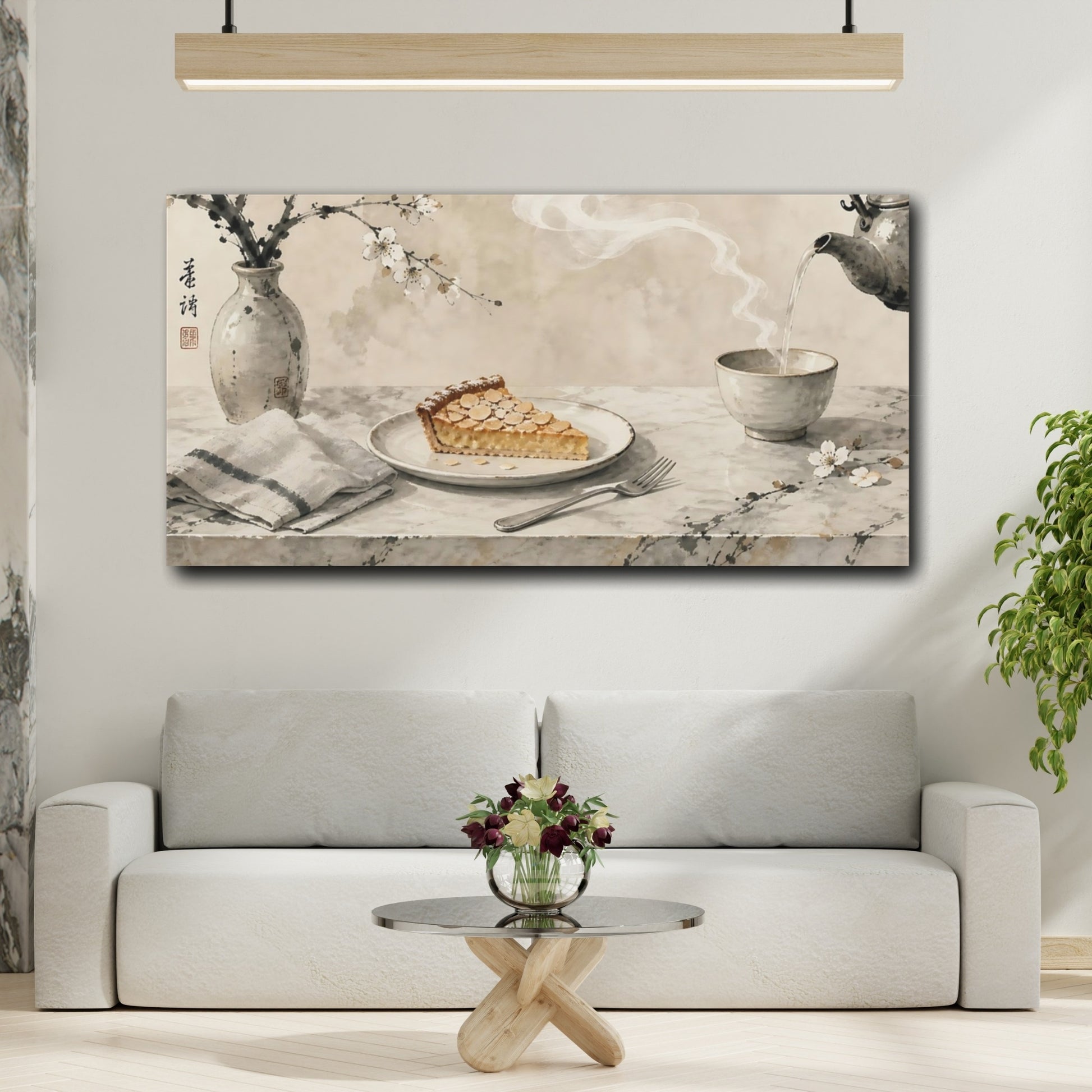 Mockup 2. Nature Almond Tart Brown Cream shown as canvas print