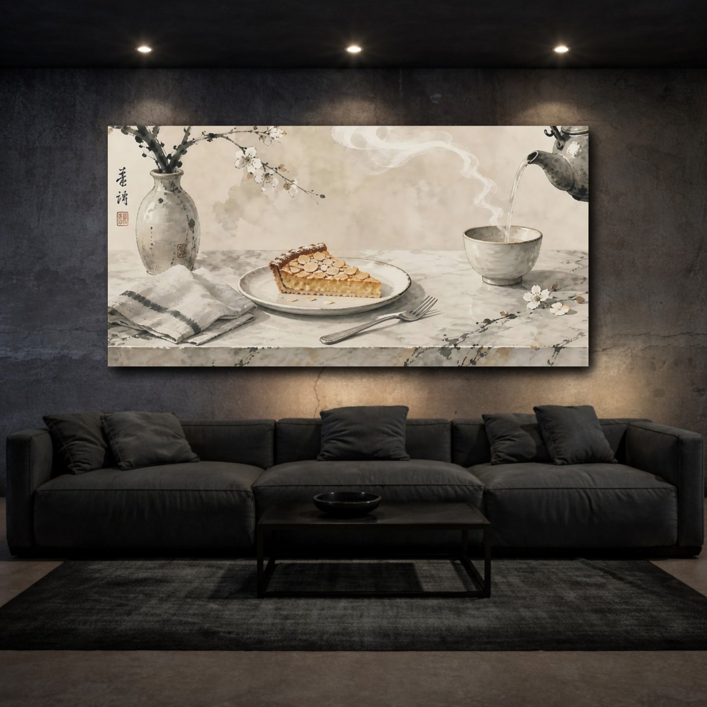 Mockup 3. Nature Almond Tart Brown Cream shown as canvas print