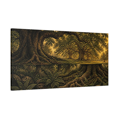 Main Mockup. Nature Ancient Oak Grove shown as canvas print