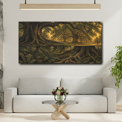 Mockup 2. Nature Ancient Oak Grove shown as canvas print