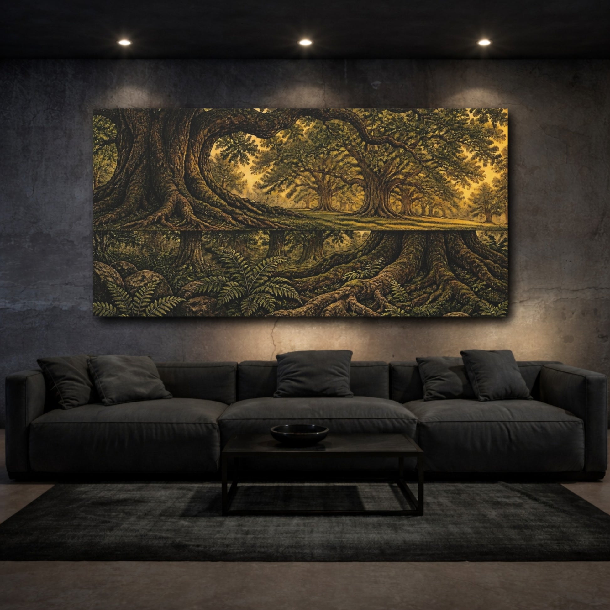 Mockup 3. Nature Ancient Oak Grove shown as canvas print