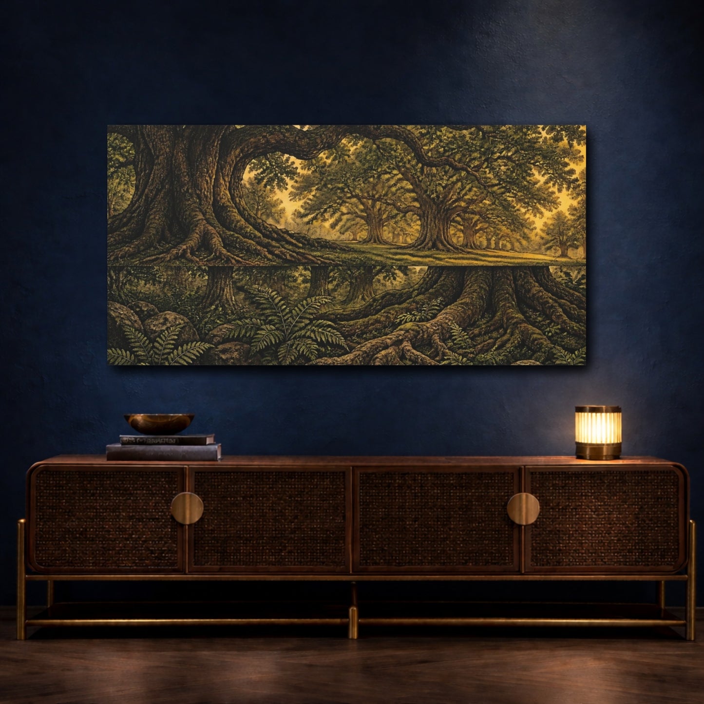 Mockup 4. Nature Ancient Oak Grove shown as canvas print