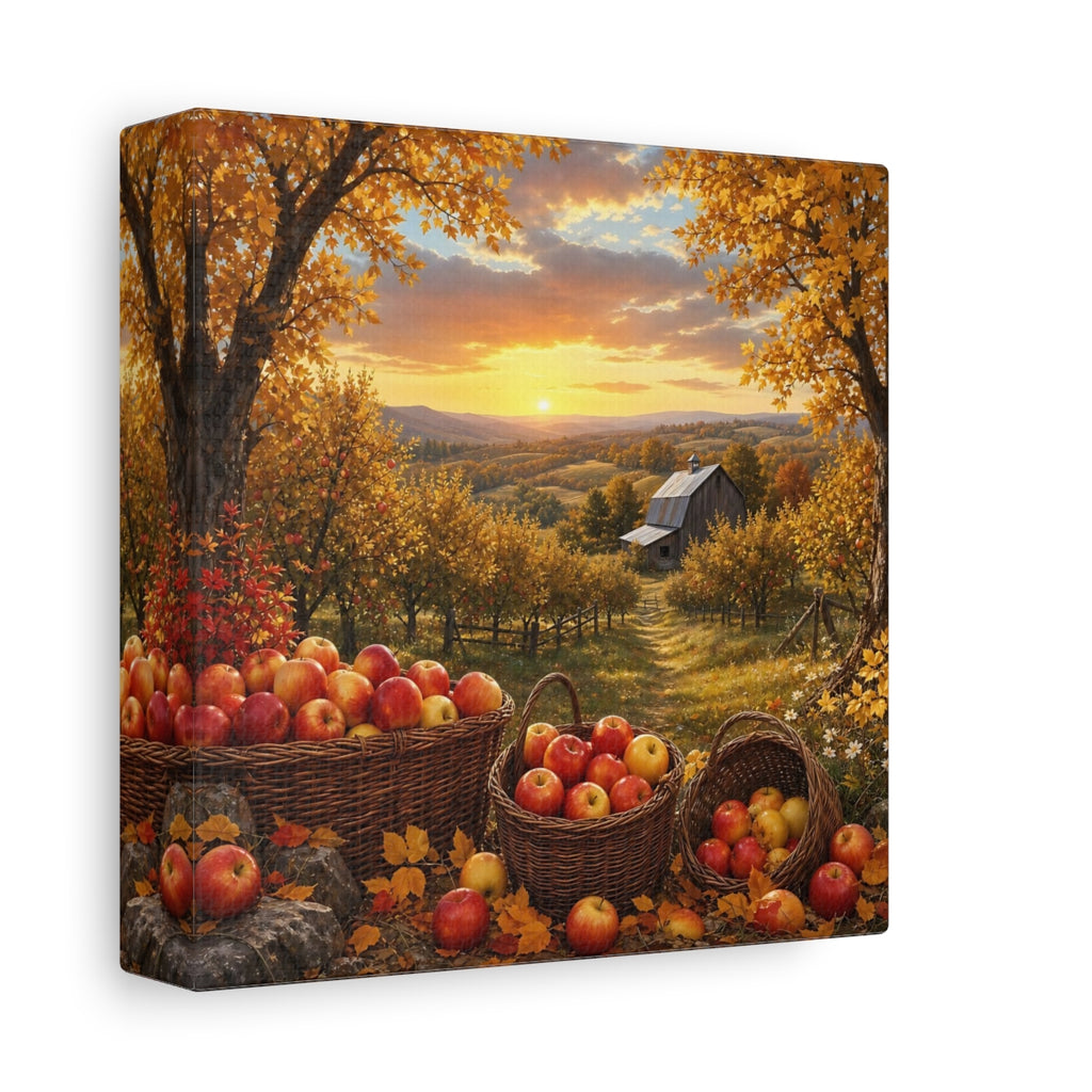Side Mockup 2. Nature Apple Orchard Autumn Apples Landscape shown as stretched canvas wall art