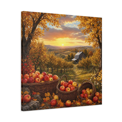 Side Mockup 4. Nature Apple Orchard Autumn Apples Landscape shown as stretched canvas wall art