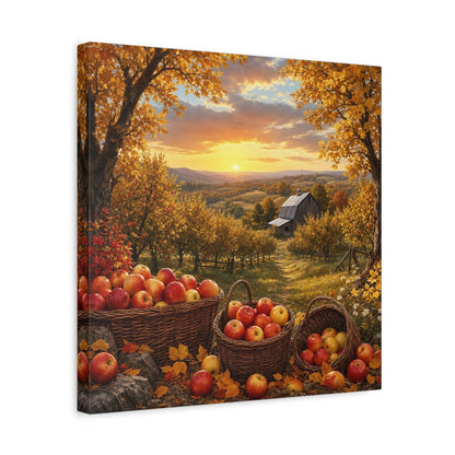 Side Mockup 6. Nature Apple Orchard Autumn Apples Landscape shown as stretched canvas wall art