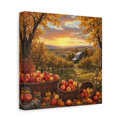 Side Mockup 9. Nature Apple Orchard Autumn Apples Landscape shown as stretched canvas wall art