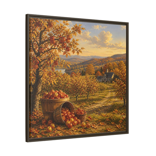 Main Mockup. Nature Apple Orchard Autumn Landscape shown as stretched canvas wall art