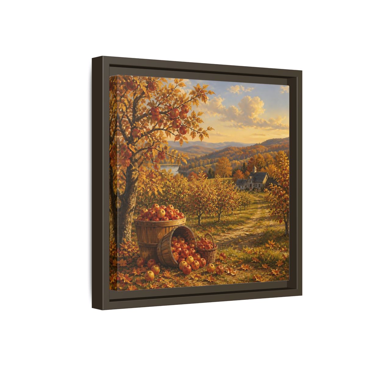 Side Mockup 17. Nature Apple Orchard Autumn Landscape shown as stretched canvas wall art