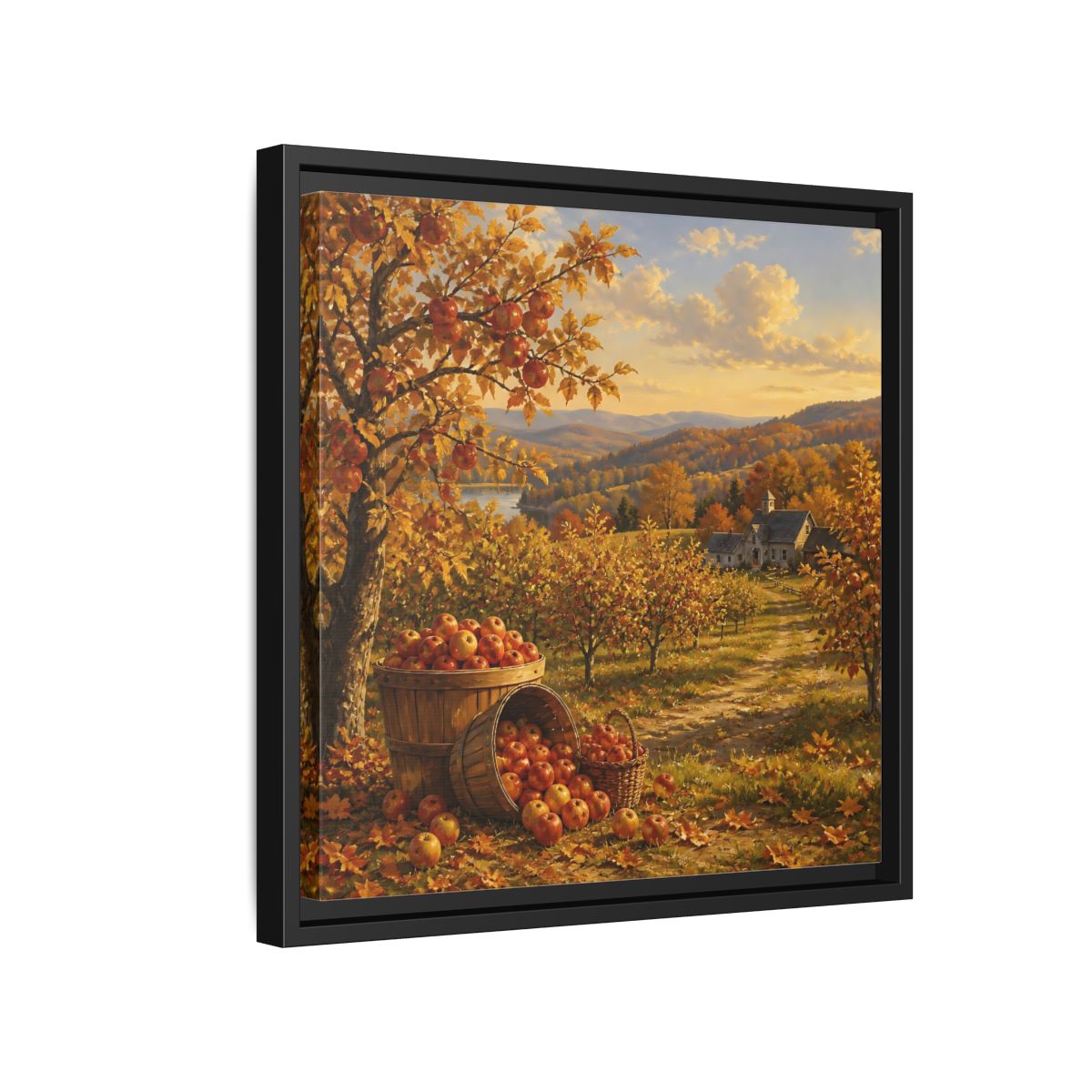 Side Mockup 15. Nature Apple Orchard Autumn Landscape shown as stretched canvas wall art
