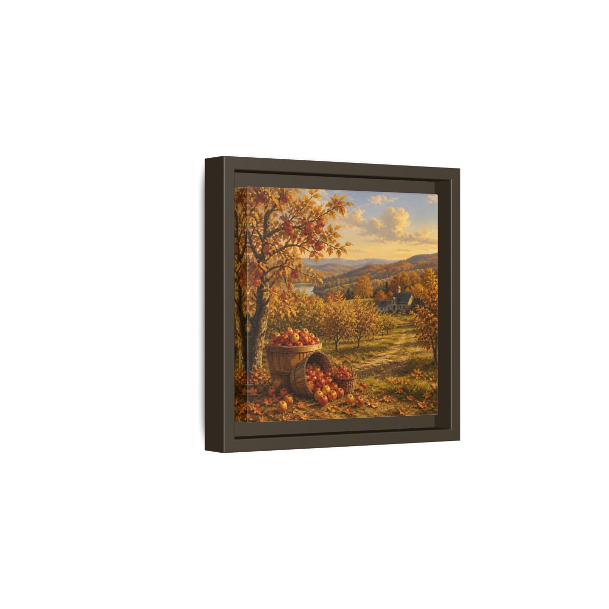 Side Mockup 2. Nature Apple Orchard Autumn Landscape shown as stretched canvas wall art