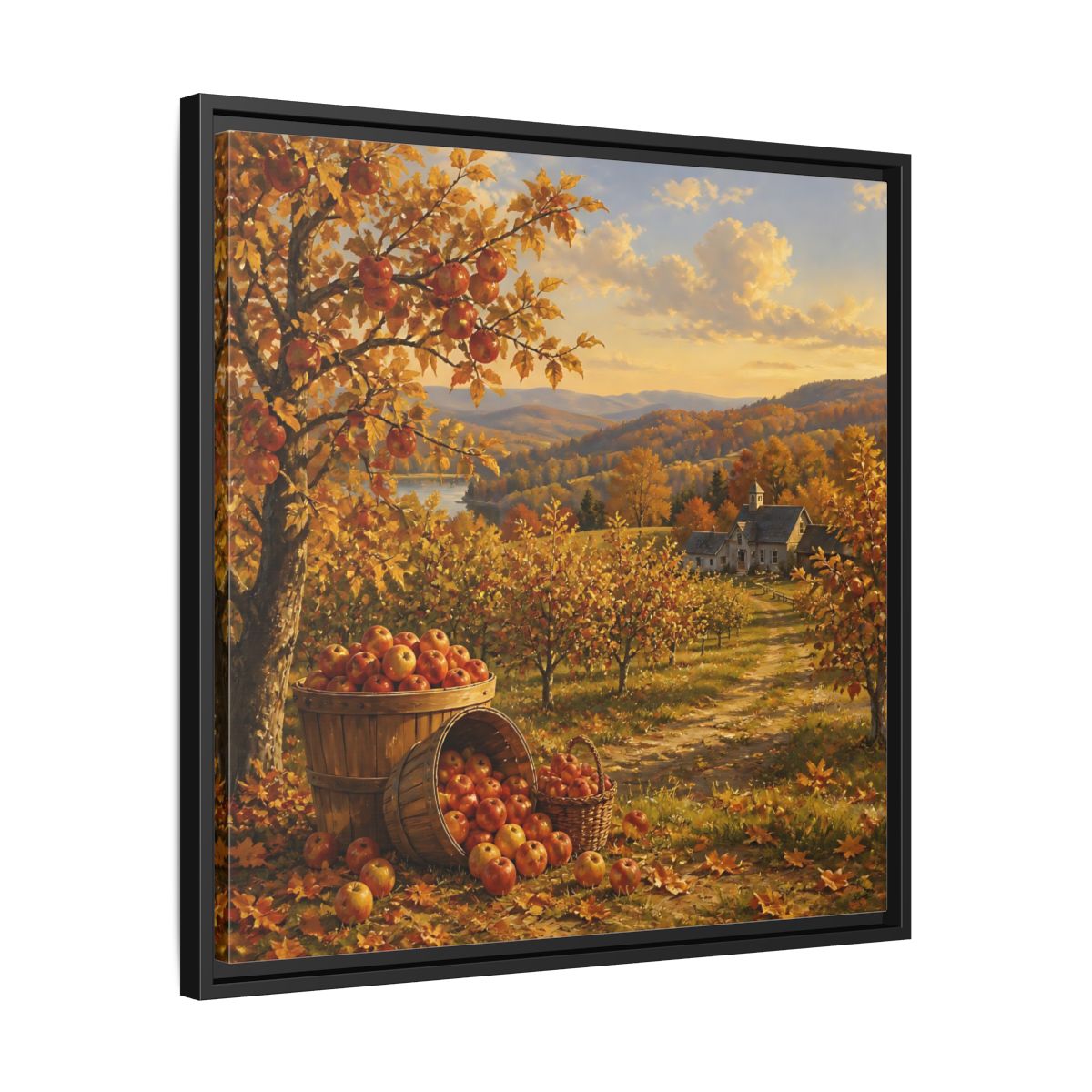 Side Mockup 31. Nature Apple Orchard Autumn Landscape shown as stretched canvas wall art