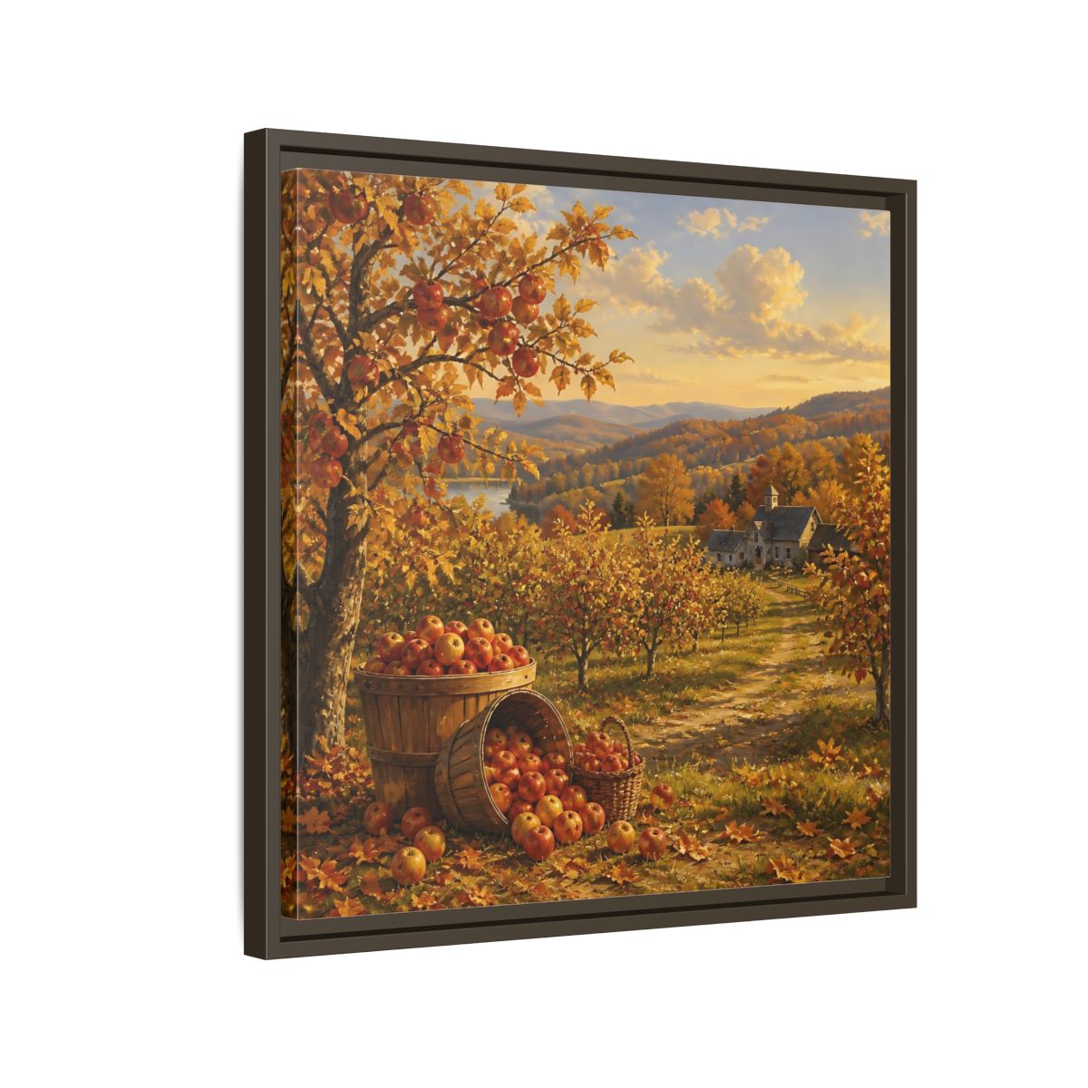 Side Mockup 11. Nature Apple Orchard Autumn Landscape shown as stretched canvas wall art
