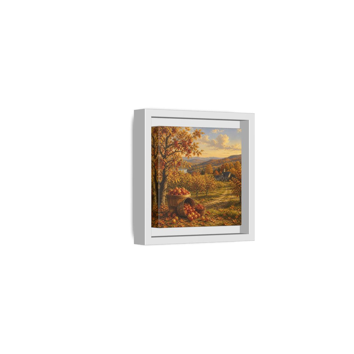 Side Mockup 22. Nature Apple Orchard Autumn Landscape shown as stretched canvas wall art