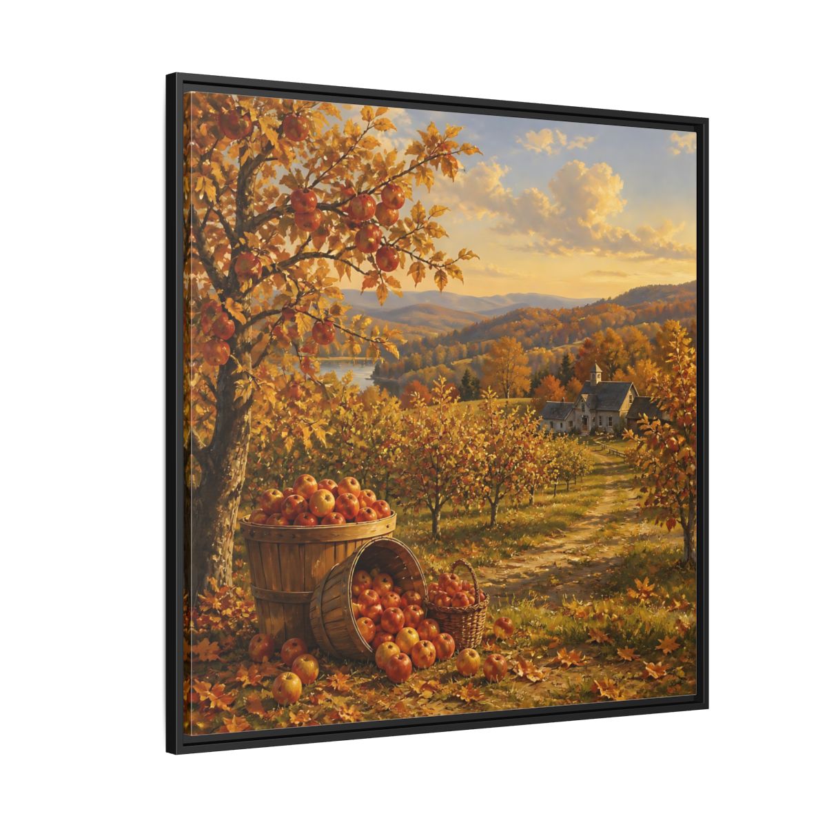 Side Mockup 6. Nature Apple Orchard Autumn Landscape shown as stretched canvas wall art