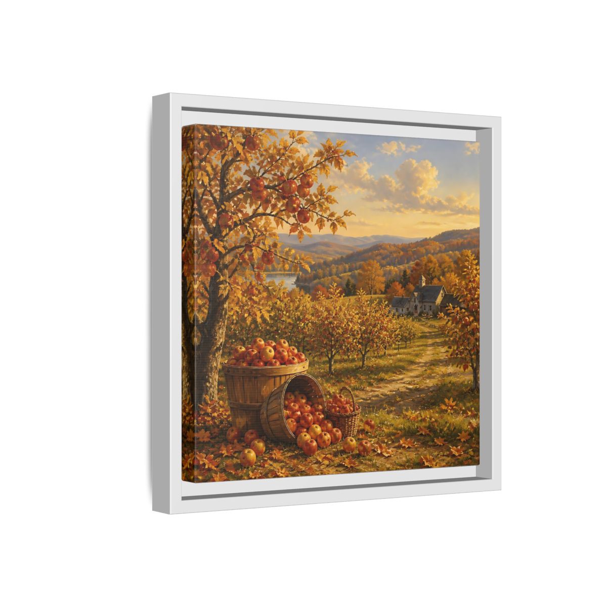 Side Mockup 16. Nature Apple Orchard Autumn Landscape shown as stretched canvas wall art