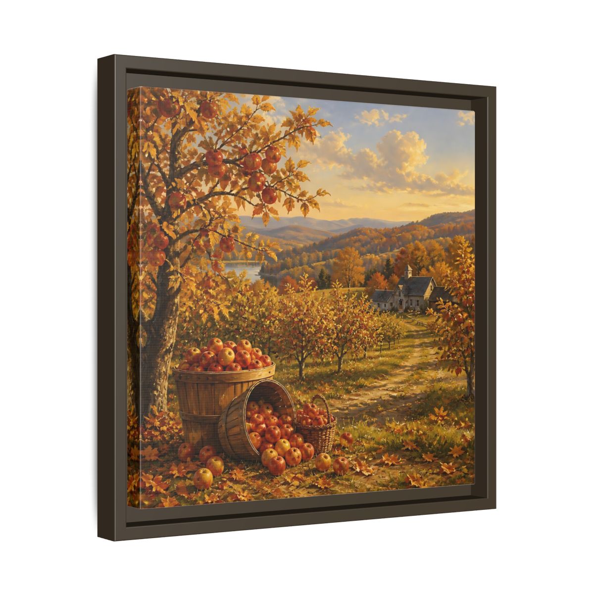 Side Mockup 29. Nature Apple Orchard Autumn Landscape shown as stretched canvas wall art