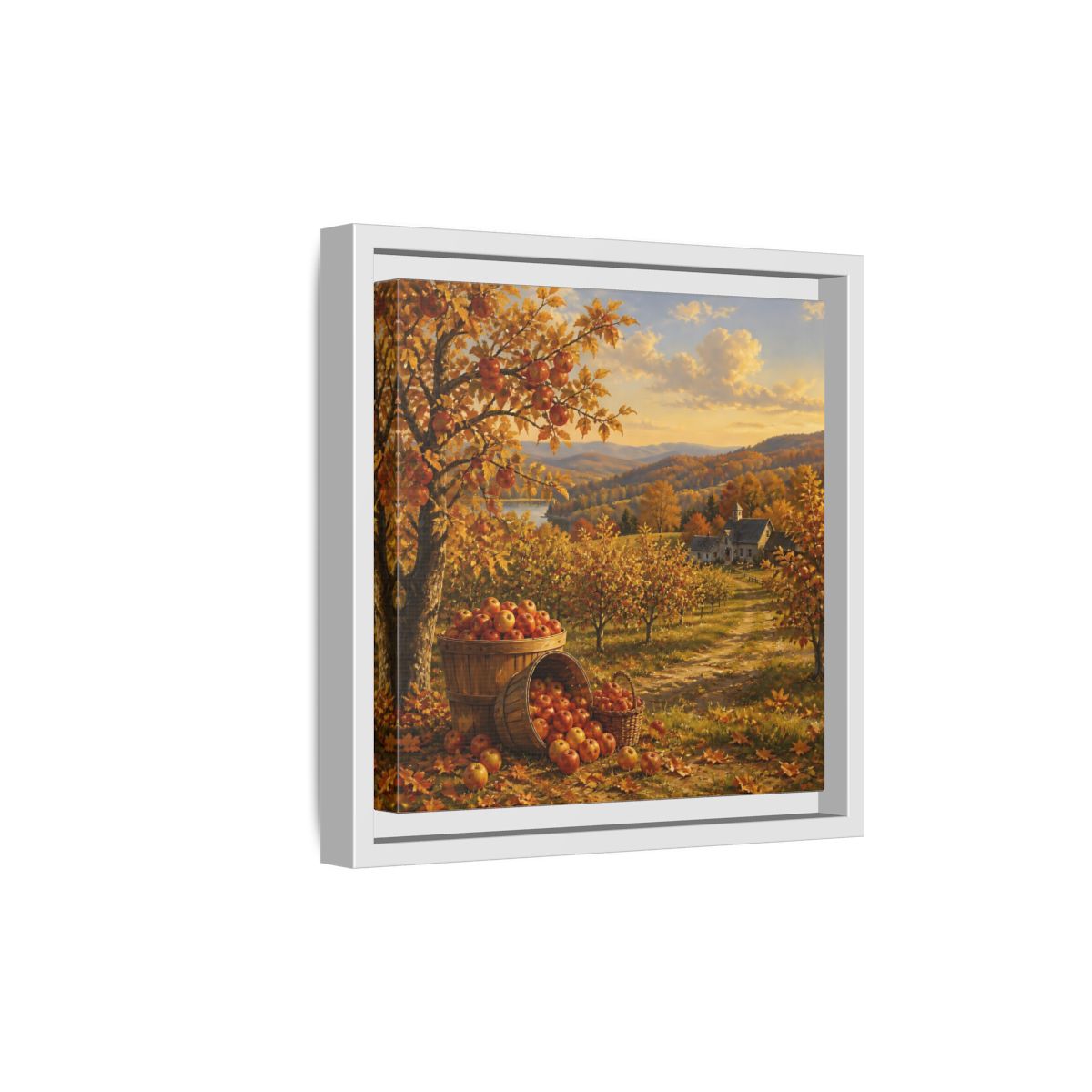 Side Mockup 19. Nature Apple Orchard Autumn Landscape shown as stretched canvas wall art