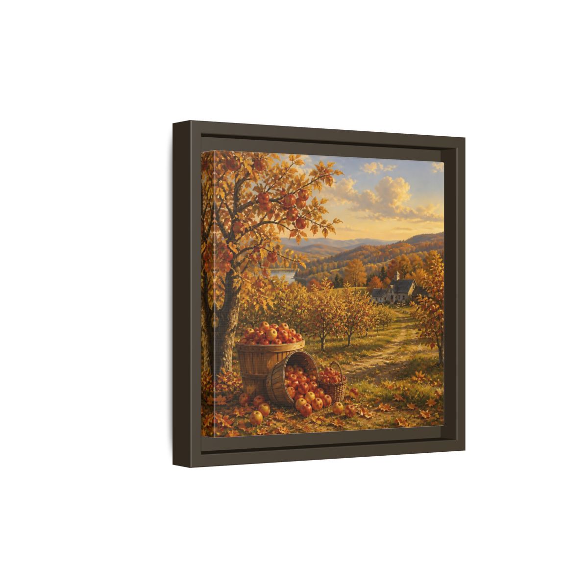 Side Mockup 20. Nature Apple Orchard Autumn Landscape shown as stretched canvas wall art