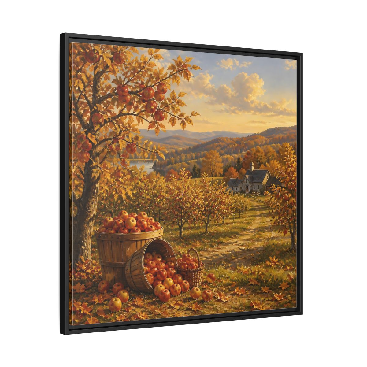 Side Mockup 30. Nature Apple Orchard Autumn Landscape shown as stretched canvas wall art