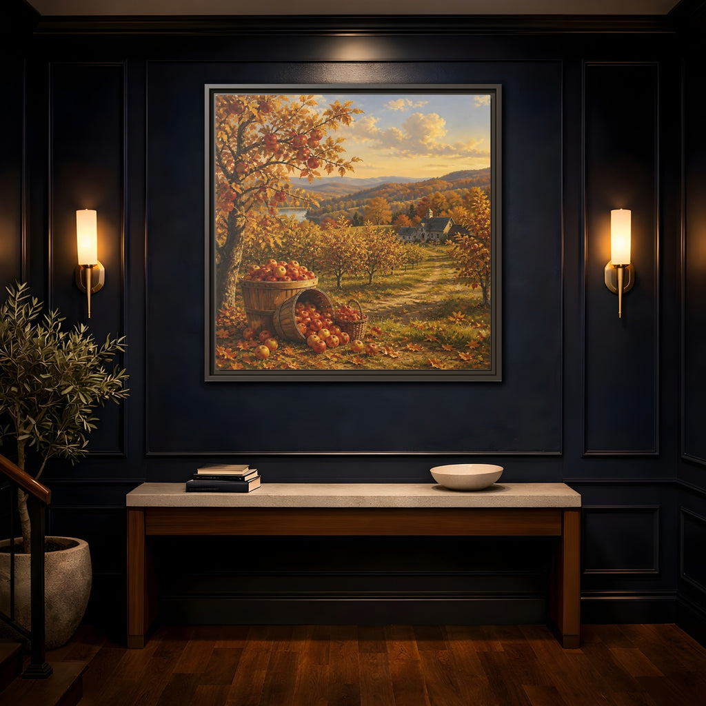 Mockup 4. Nature Apple Orchard Autumn Landscape shown as stretched canvas wall art