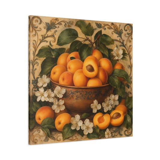 Main Mockup. Nature Apricots Orange Apricot shown as stretched canvas wall art