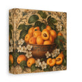 Side Mockup 2. Nature Apricots Orange Apricot shown as stretched canvas wall art