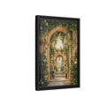 Side Mockup 6. Nature Archway Garden Green And Stone shown as stretched canvas wall art