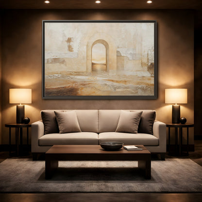 Mockup 2. Nature Archway Landscape Neutral Archway shown as stretched canvas wall art
