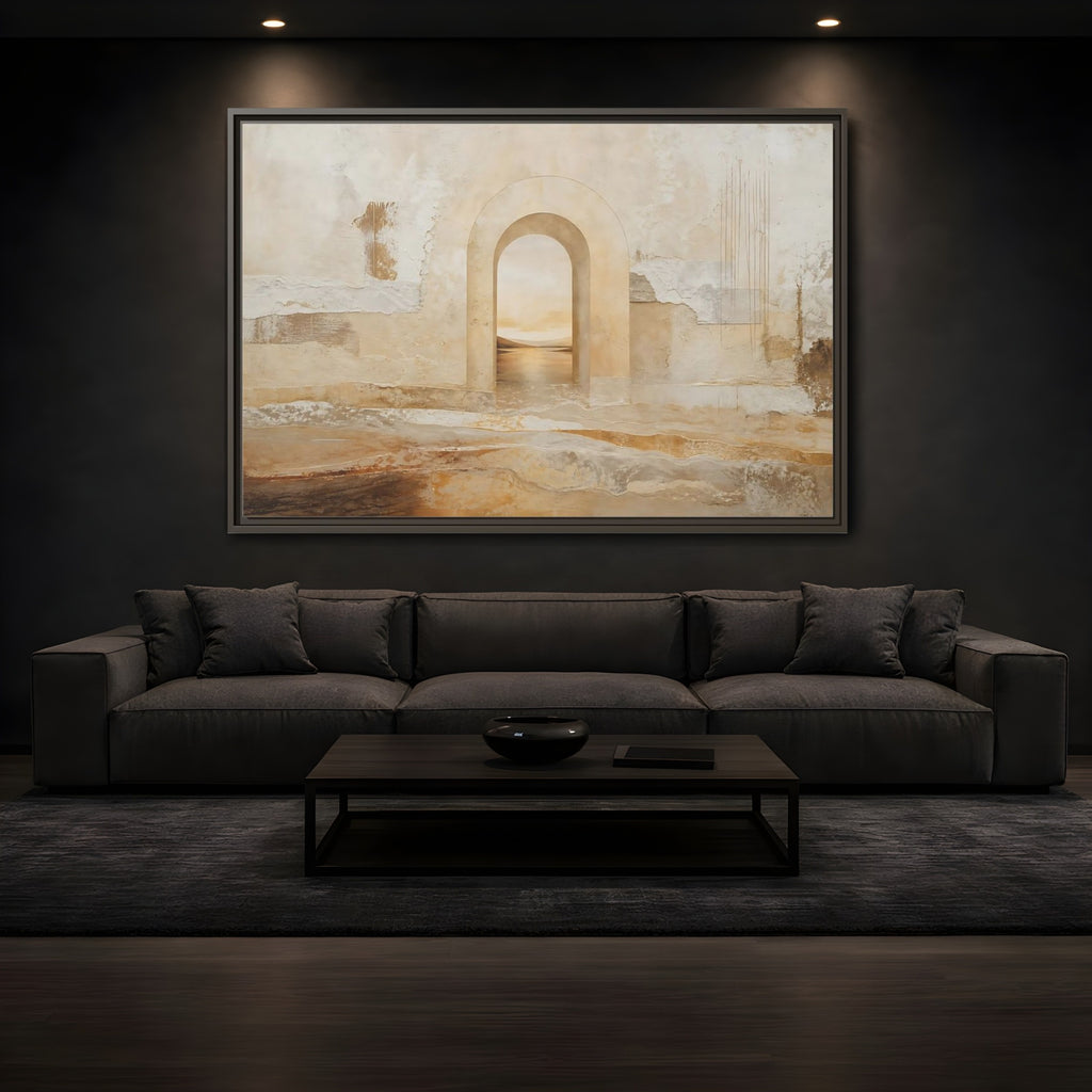 Mockup 3. Nature Archway Landscape Neutral Archway shown as stretched canvas wall art