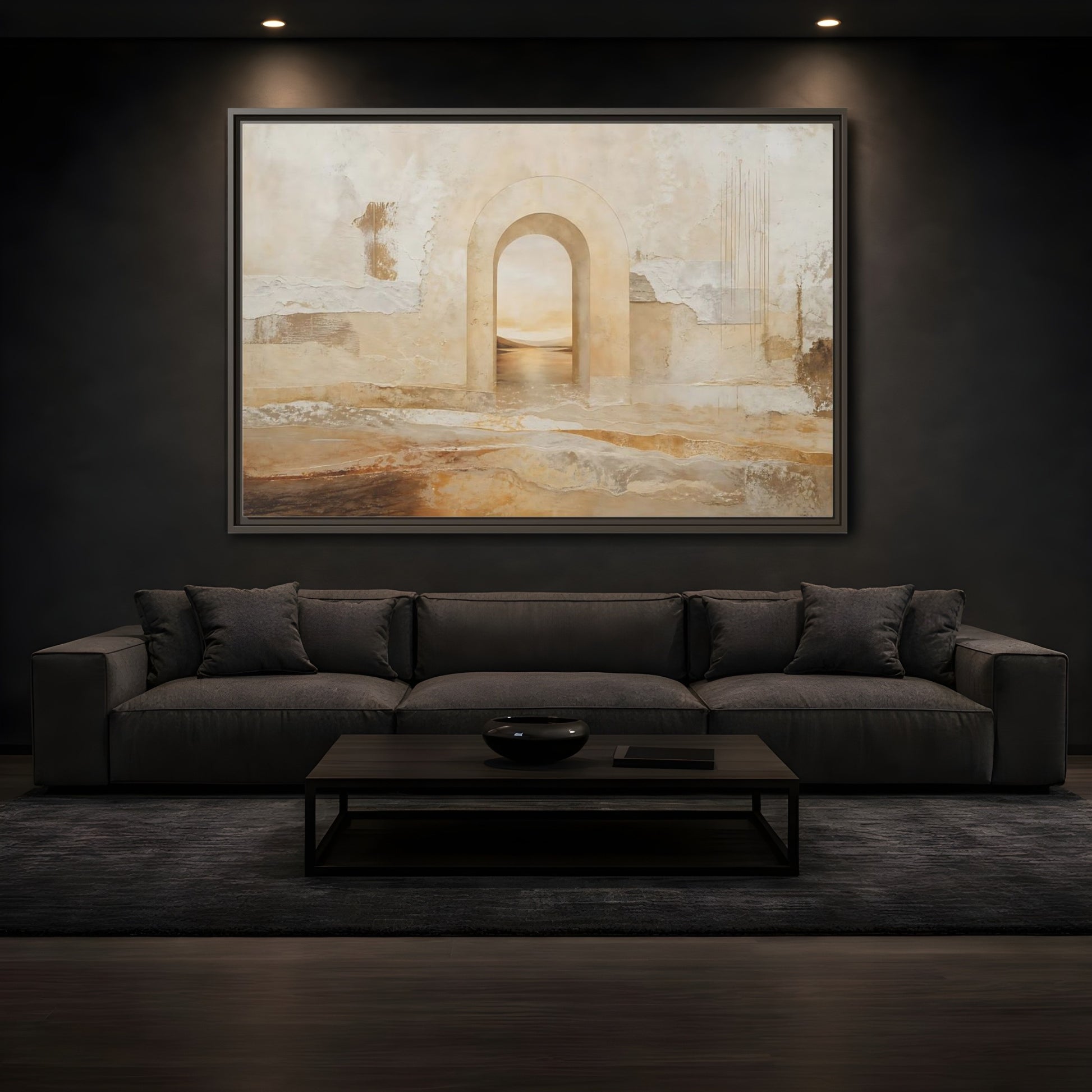 Mockup 3. Nature Archway Landscape Neutral Archway shown as stretched canvas wall art