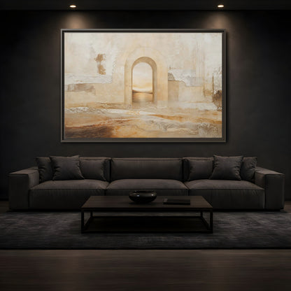 Mockup 3. Nature Archway Landscape Neutral Archway shown as stretched canvas wall art