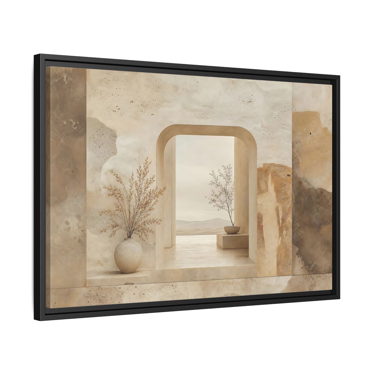 Side Mockup 14. Nature Archway Vista Neutral Earth Tones shown as stretched canvas wall art