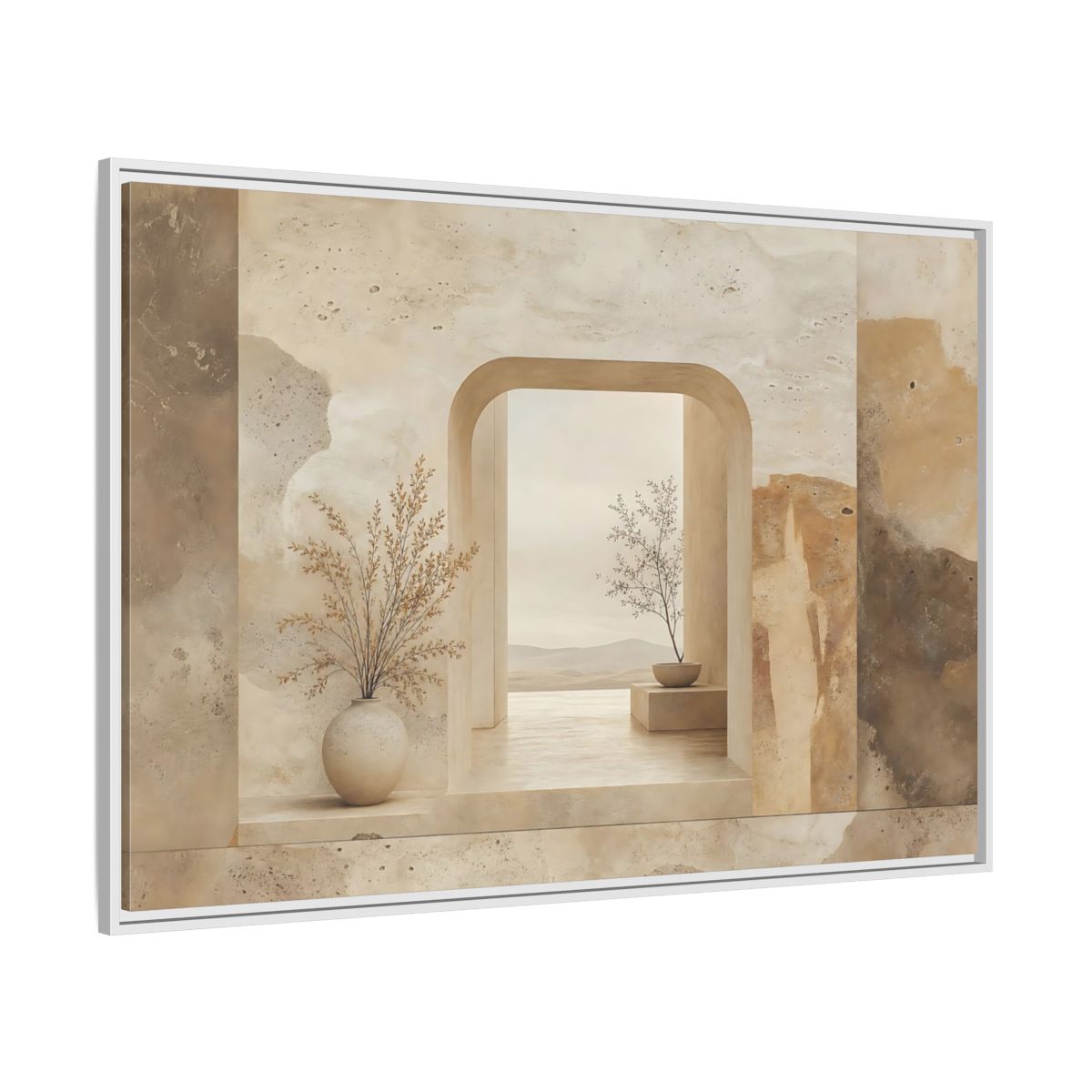 Side Mockup 7. Nature Archway Vista Neutral Earth Tones shown as stretched canvas wall art