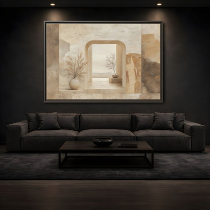 Mockup 3. Nature Archway Vista Neutral Earth Tones shown as stretched canvas wall art