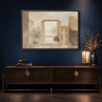 Mockup 4. Nature Archway Vista Neutral Earth Tones shown as stretched canvas wall art