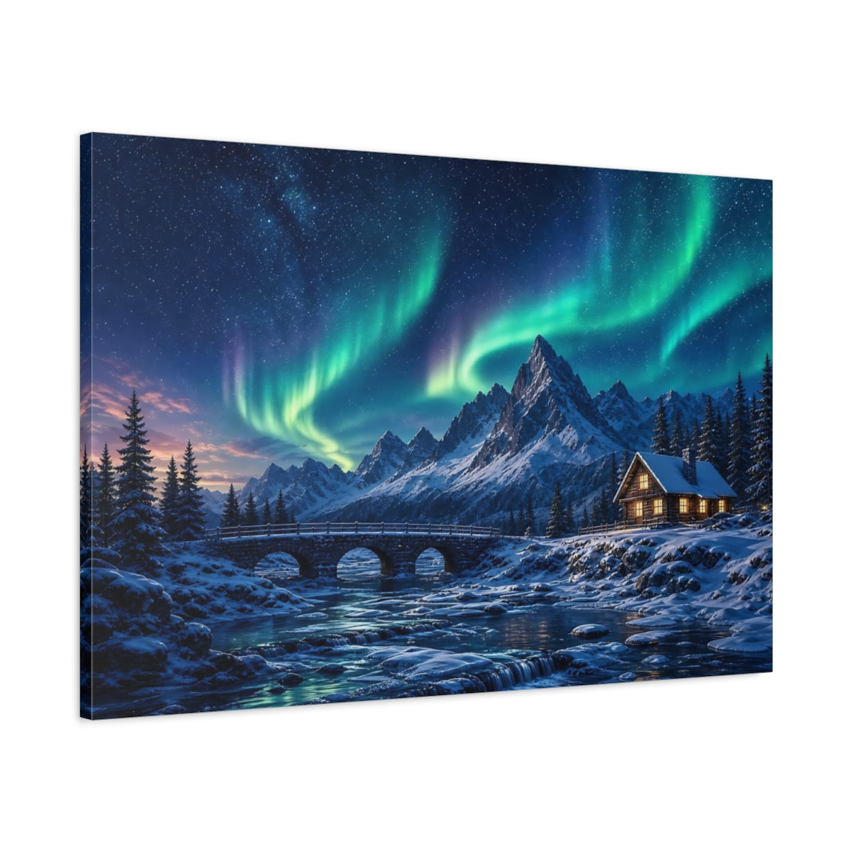 Main Mockup. Nature Aurora Borealis Aurora Borealis Winter shown as stretched canvas wall art