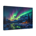Side Mockup 4. Nature Aurora Borealis Green Purple Aurora shown as stretched canvas wall art