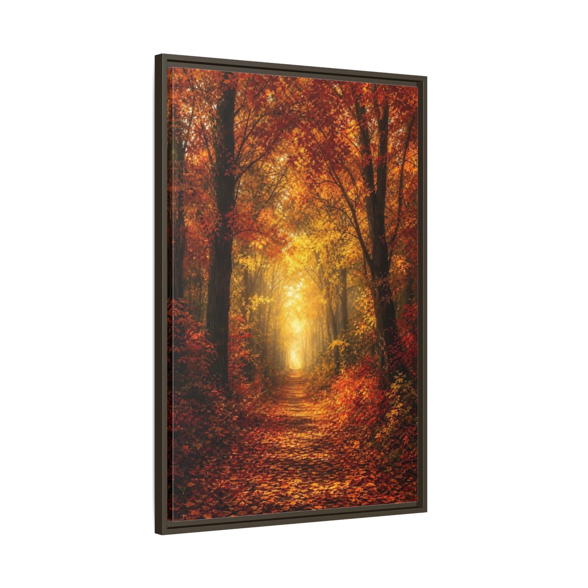 Main Mockup. Nature Autumn Forest Orange Yellow Forest shown as stretched canvas wall art