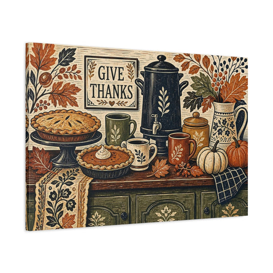Main Mockup. Nature Autumn Harvest Autumn Thanksgiving shown as stretched canvas wall art