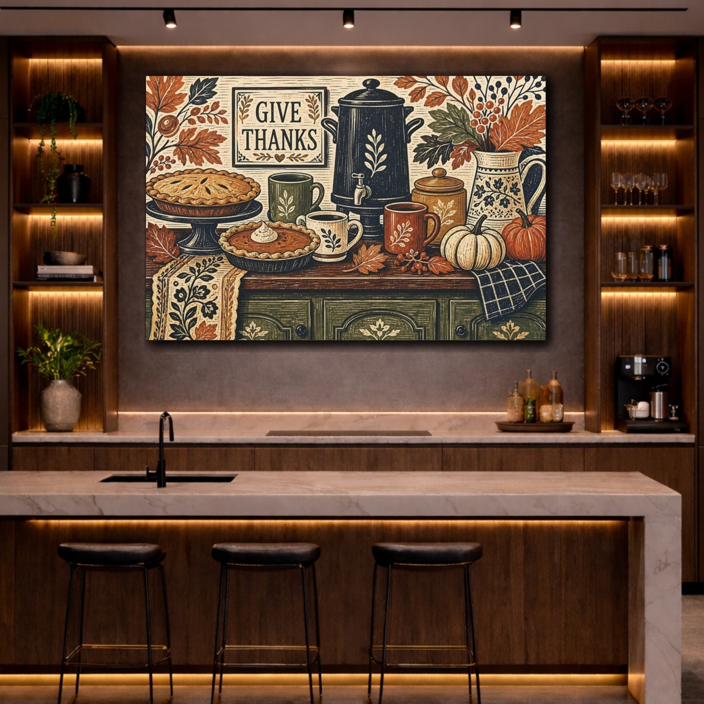 Mockup 2. Nature Autumn Harvest Autumn Thanksgiving shown as stretched canvas wall art