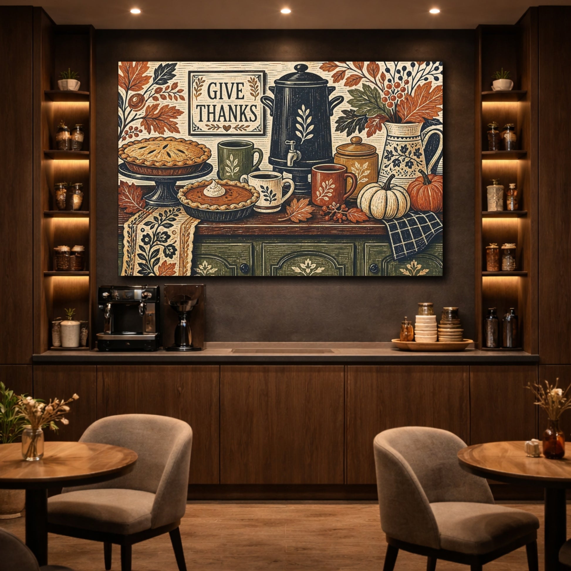 Mockup 4. Nature Autumn Harvest Autumn Thanksgiving shown as stretched canvas wall art