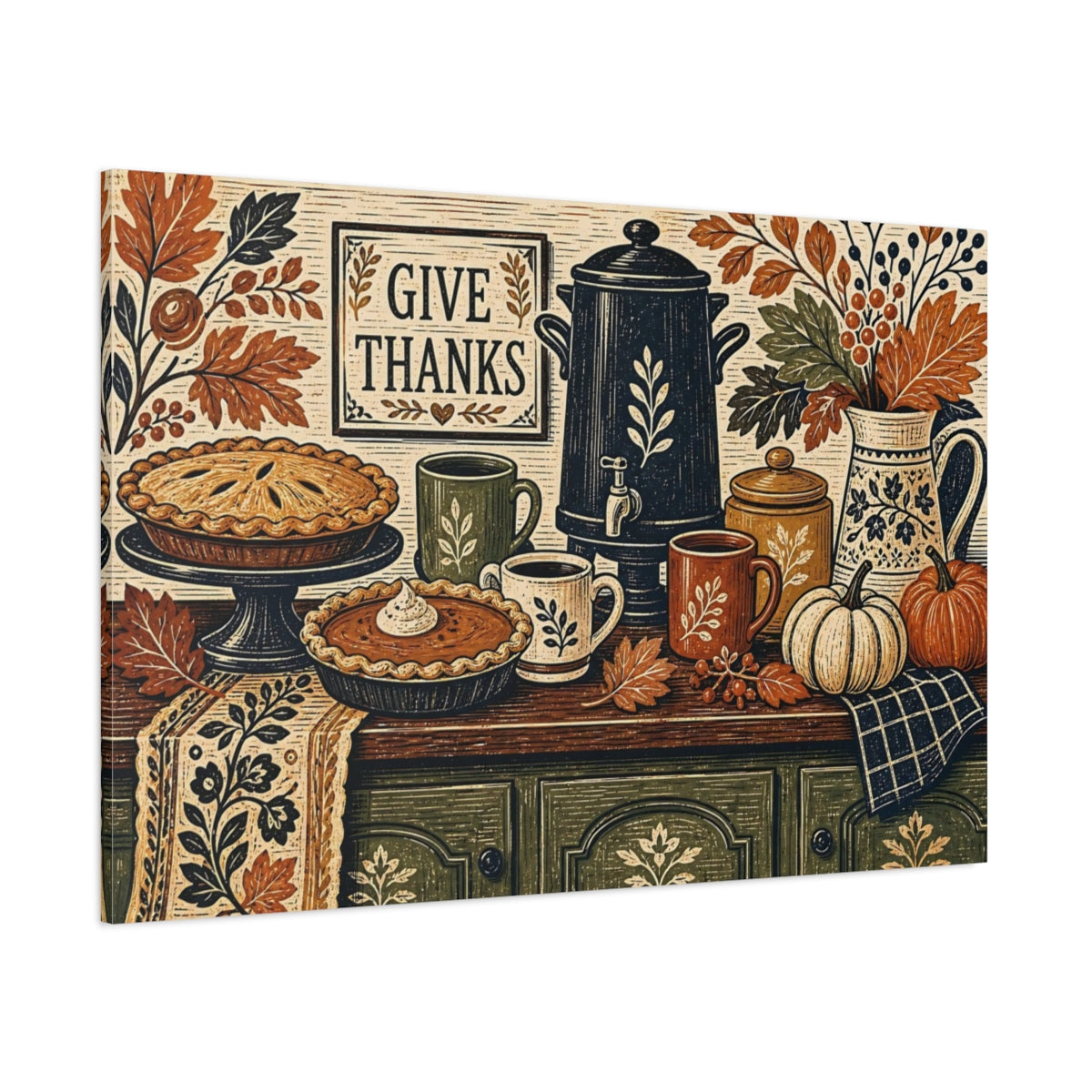 Side Mockup 1. Nature Autumn Harvest Autumn Thanksgiving shown as stretched canvas wall art