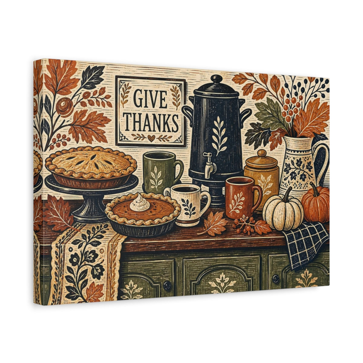 Side Mockup 4. Nature Autumn Harvest Autumn Thanksgiving shown as stretched canvas wall art