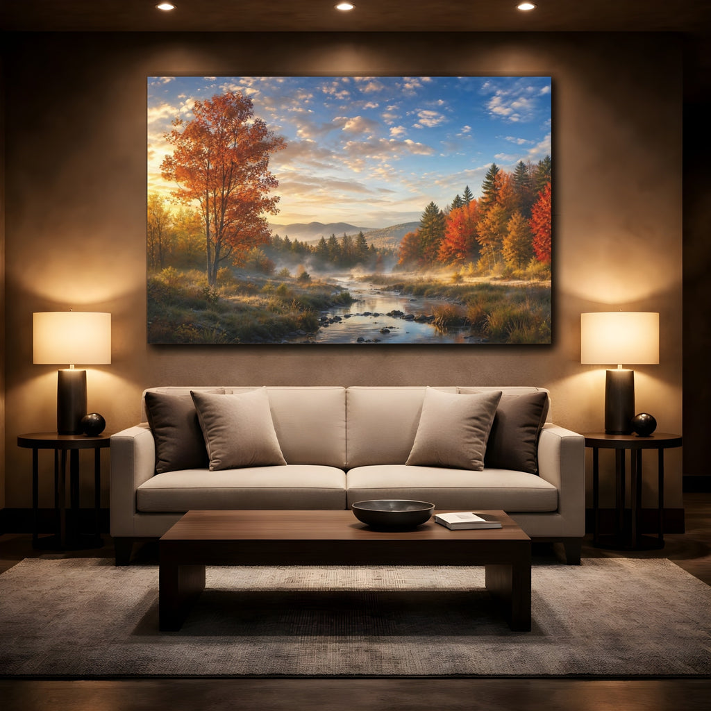 Mockup 2. Nature Autumn Landscape Autumn Landscape shown as stretched canvas wall art