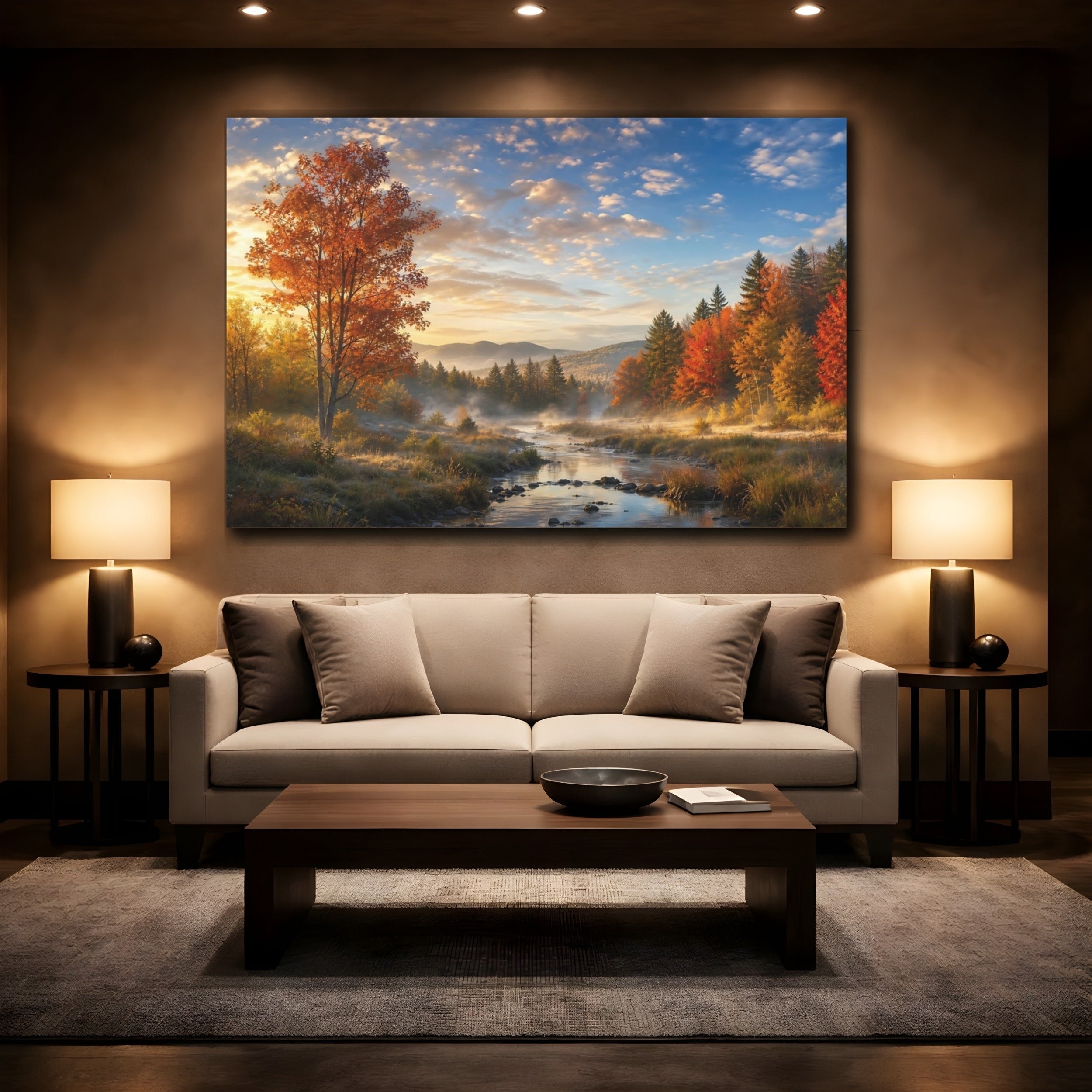 Mockup 2. Nature Autumn Landscape Autumn Landscape shown as stretched canvas wall art