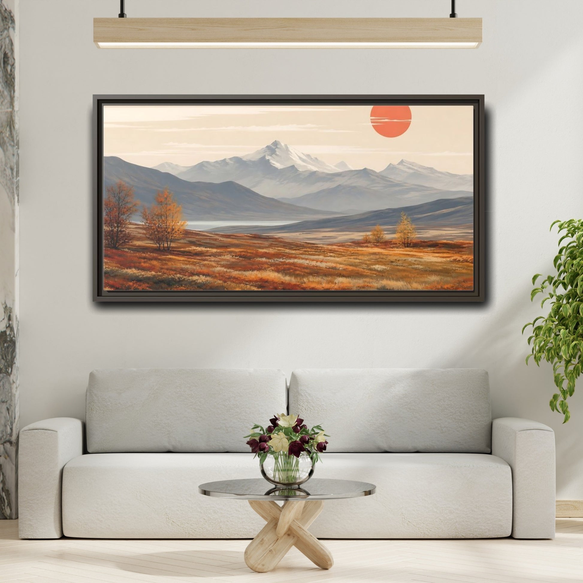 Mockup 2. Nature Autumn Landscape Autumn Mountain Landscape shown as stretched canvas wall art