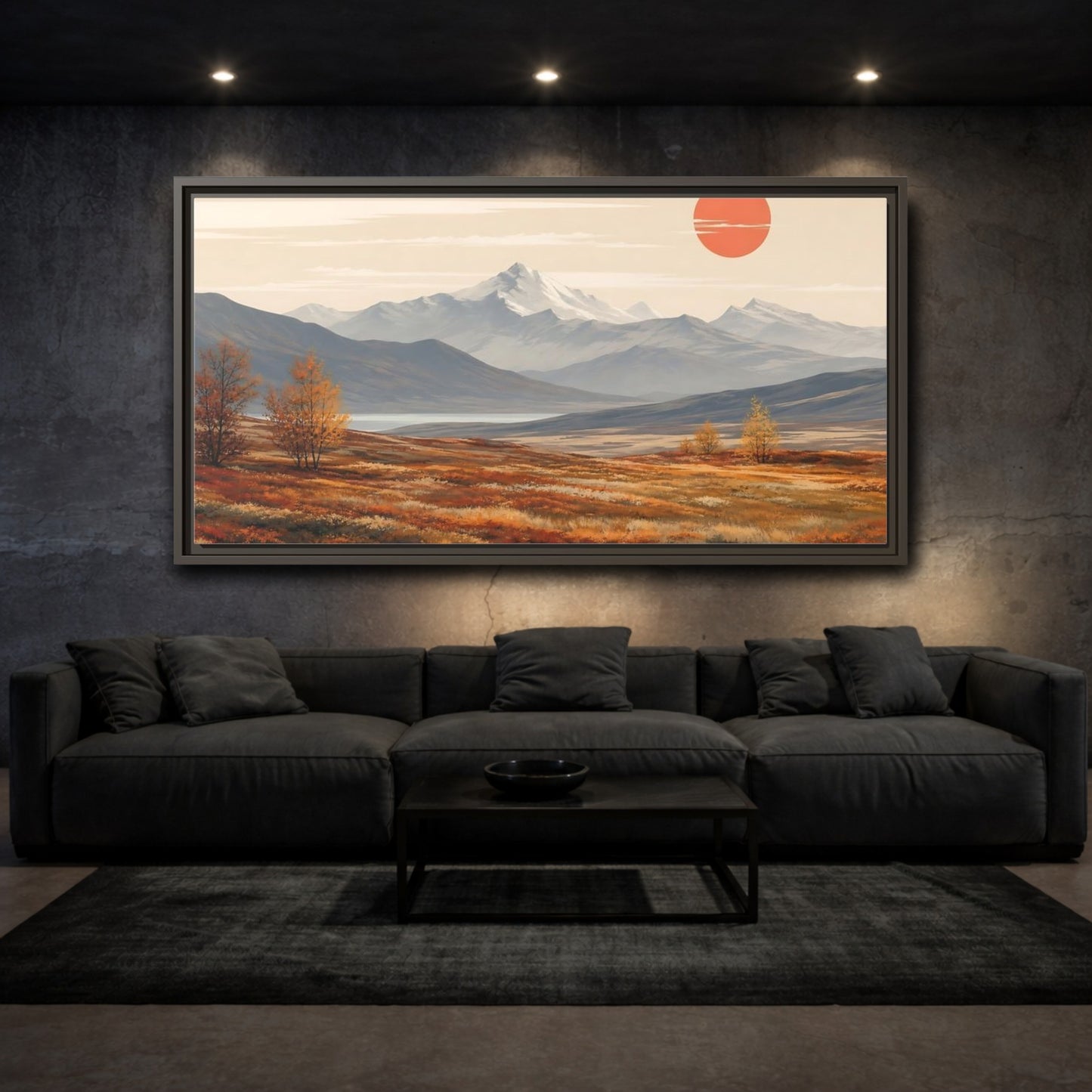 Mockup 3. Nature Autumn Landscape Autumn Mountain Landscape shown as stretched canvas wall art