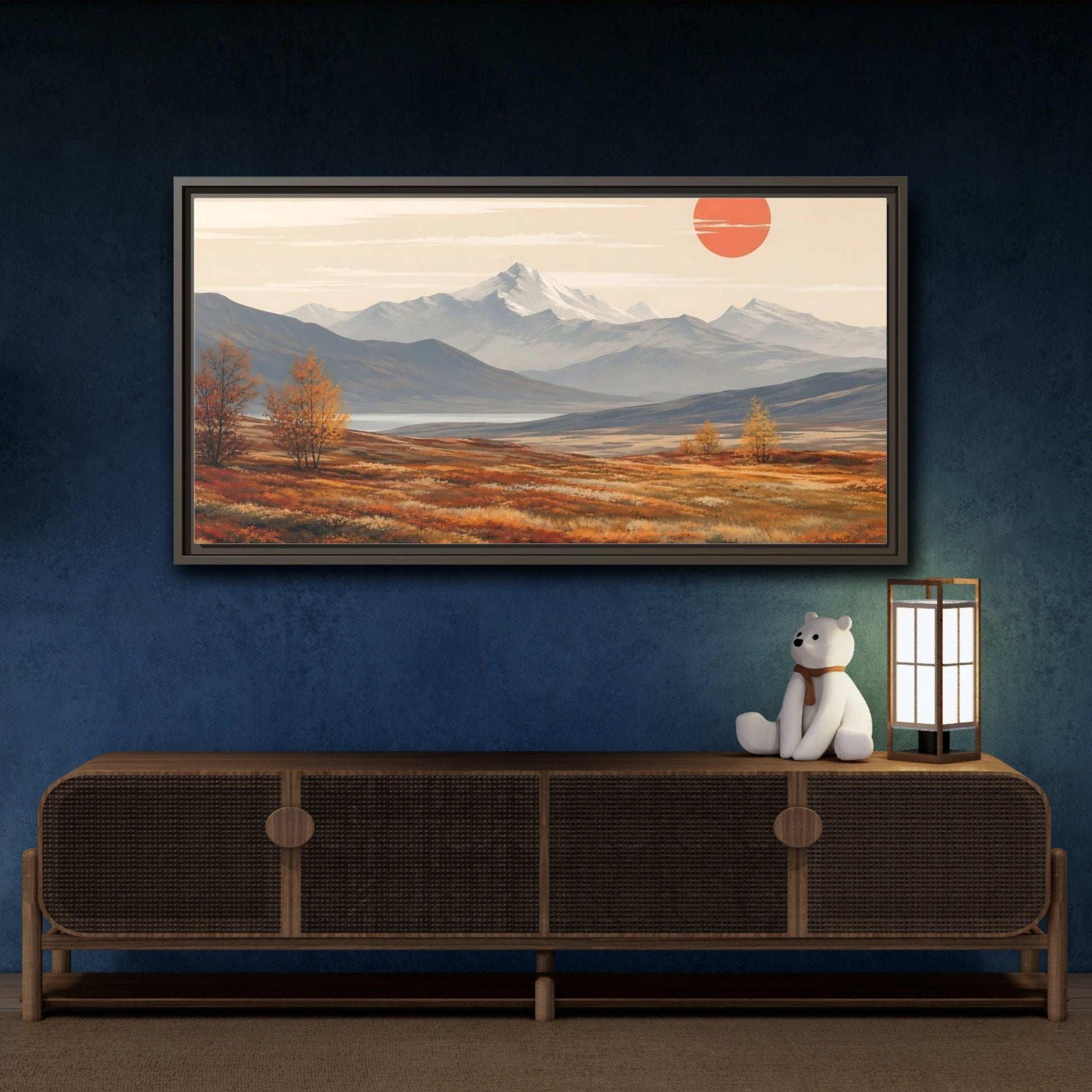 Mockup 4. Nature Autumn Landscape Autumn Mountain Landscape shown as stretched canvas wall art