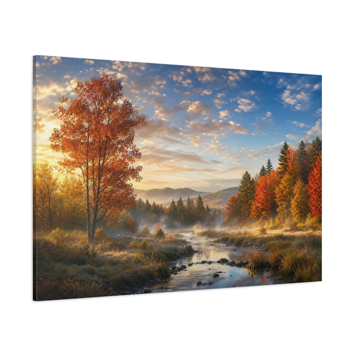 Side Mockup 1. Nature Autumn Landscape Autumn Landscape shown as stretched canvas wall art