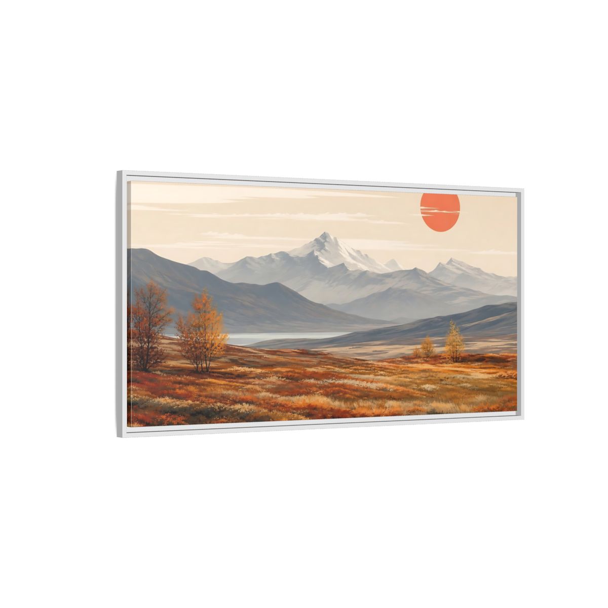 Side Mockup 3. Nature Autumn Landscape Autumn Mountain Landscape shown as stretched canvas wall art